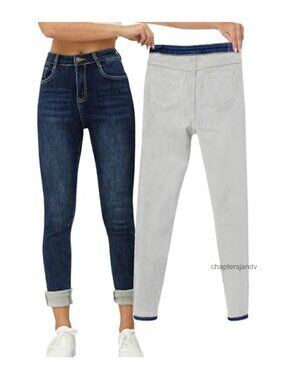 Women's Fleece Lined High Waist Skinny Jeans Thermal Winter Denim